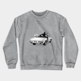 Black cats in the car Crewneck Sweatshirt